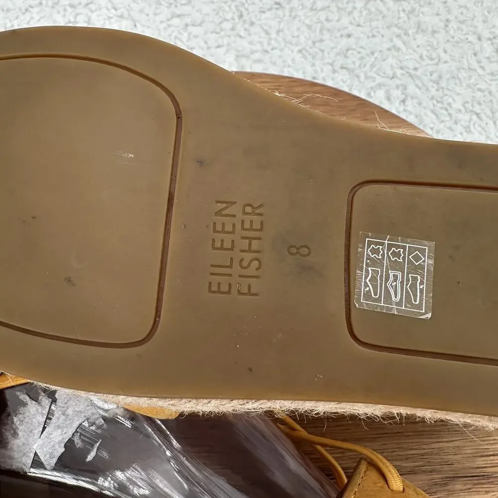 Eileen Fisher‎ Shoe Womens 8 Yellow Tan Suede Leather Elastic Flat Espadrilles